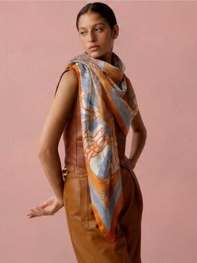 Large 100% Silk Scarf Made in France | Hand-Rolled Edges | High-End Piece